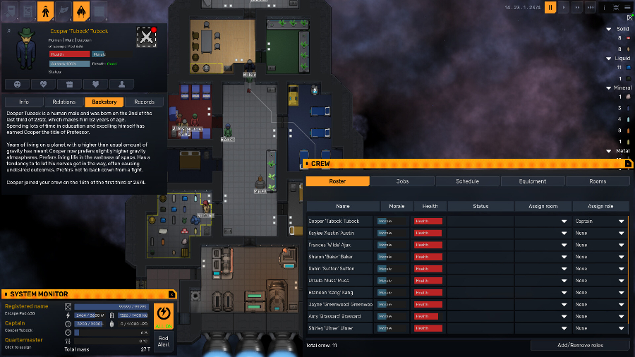 SpaceSlog a 2D spaceship colony sim